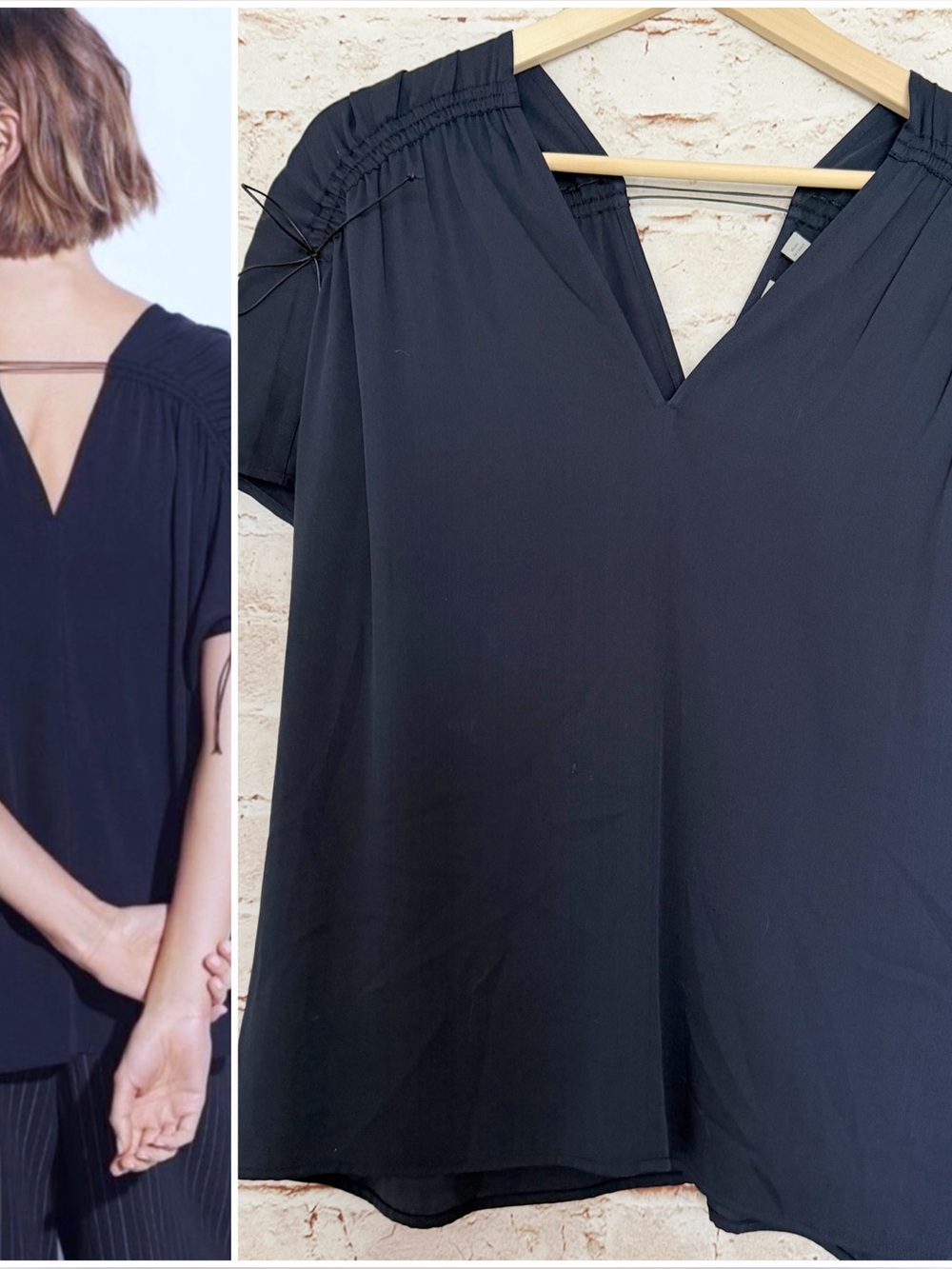Vince satin silk ruched cord blouse